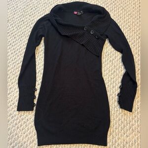 Y2K Black Button-Detail Women's Sweater Dress